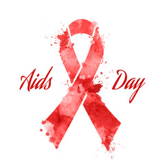 Aids day red ribbon grunge icon