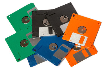 Pile of color floppy disks