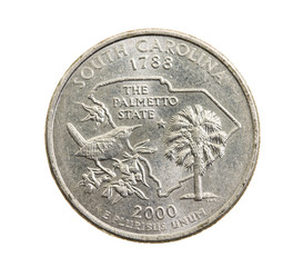 coin in a quarter of the US dollar