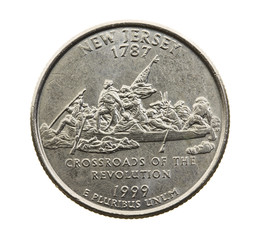 coin in a quarter of the US dollar