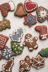 Gingerbread cookies on a white shabby table