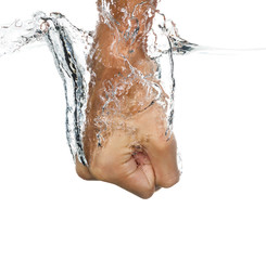 fist through water