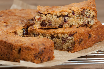 Homebaked Cookie Bars With Chocolate Chips, Cranberry, Coconut,