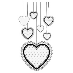 decorative hanging heart cartoon icon image vector illustration  design