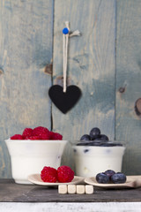 fruit yogurt with blueberry and raspberry