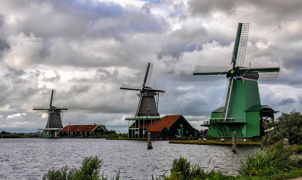 Windmills at the Zaanse Schans, Holland