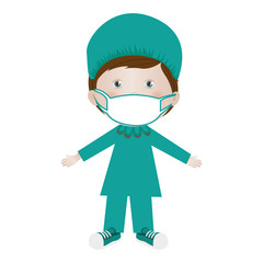 child with medical doctor costume icon image vector illustration design 