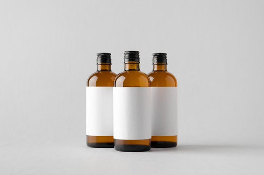Pharmaceutical Bottle Mock-Up - Three Bottles. Blank Label