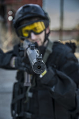 Russian special forces training at a military training ground.