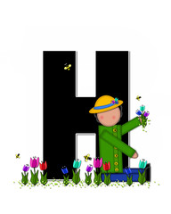 Alphabet Children Spring Tulips H