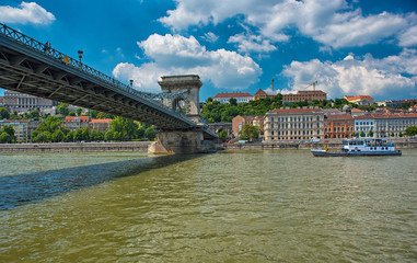 View on the Buda side of Budapest with the river Danube in Hungary, Budapest
