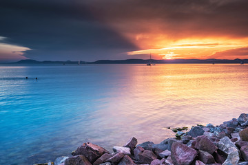 Sunset over lake Balaton