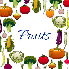 Vegetable banner of vegetables icons with space