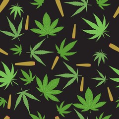 Naklejka na ściany i meble Marijuana background vector seamless patterns