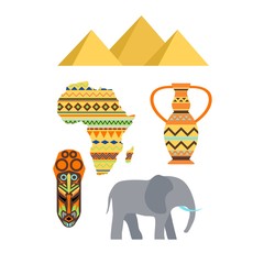 Africa symbols and travel vector set.