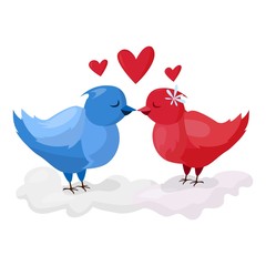Doves couple with hearts vector