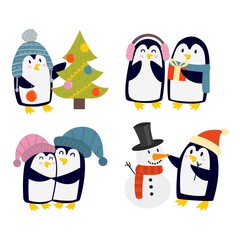 Penguin set vector characters