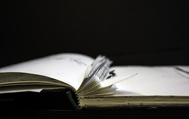 Pages torn out of notebook closeup.