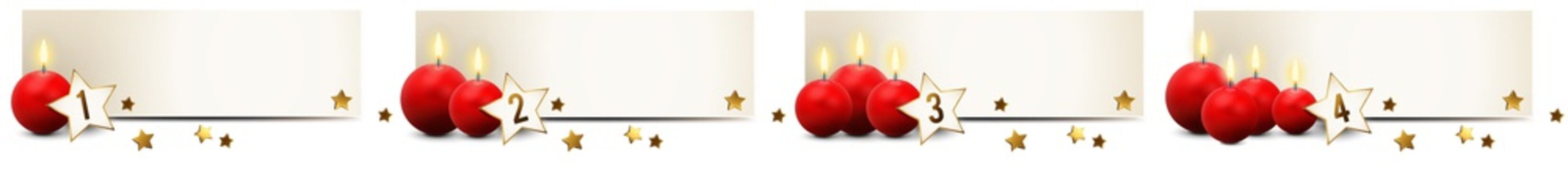 Banner Set mit roten Advent Kerzen und Sternen