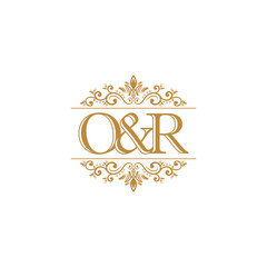 O&R Initial logo. Ornament gold