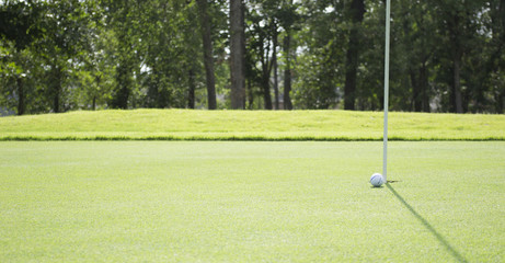 Obraz premium Golf Ball Rolling To The Hole On Golf Course