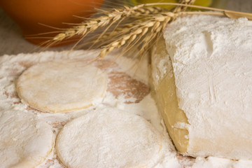 Dough and ingredients for baking
