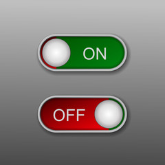 Toggle switch vector icon, On and Off  switch.