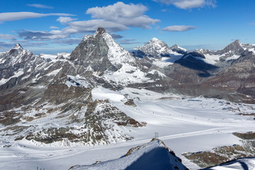 Winter panorama of mount Matterhorn, Canton of Valais, Alps, Switzerland 