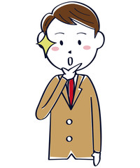 茶色のブレザーの学生　男子　上半身　なるほど