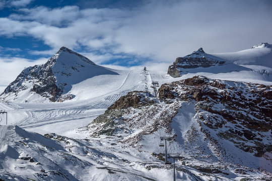 Ski slopes of Zermatt Resort, Alps, Canton of Valais, Switzerland 