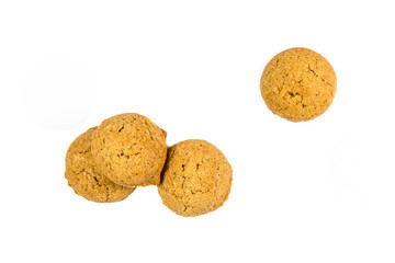Four scattered ginger nuts from above