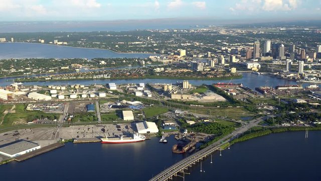 Tampa Florida Aerial Skyline 4k