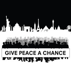 Fototapeta premium people silhouette front of historic monument in black with trans