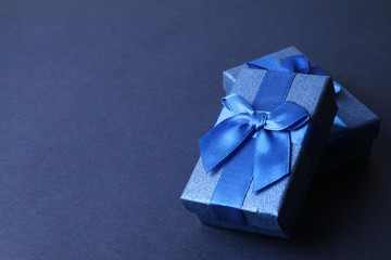 Blue present boxes on blue background