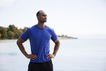 young fitness man on the beach