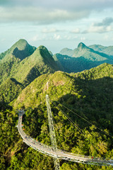 View from the top of Langkawi with Langkawi Sky Bridge and mountain view 