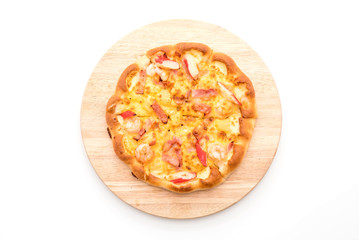 Pizza hawaiian seafood isolated on white background