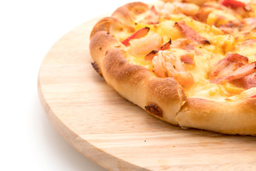 Pizza hawaiian seafood isolated on white background