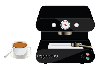 Fototapeta premium espresso machine and a cup of coffee