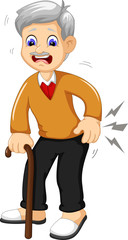 cartoon old grandfather was lumbago