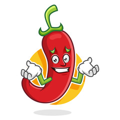 Feeling sorry chili pepper mascot, chili pepper character, chili pepper cartoon
