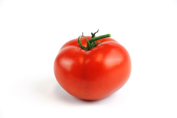 single fresh tomato isolated on white background