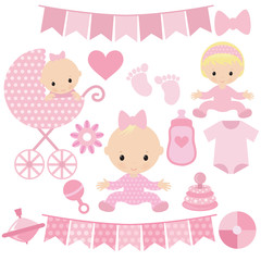 Baby girl vector cartoon  illustration
