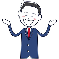 紺色のブレザーの学生　男性 黒髪　大笑い