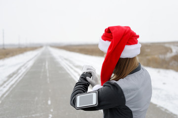 Smart Watch for sports. Santa hat.