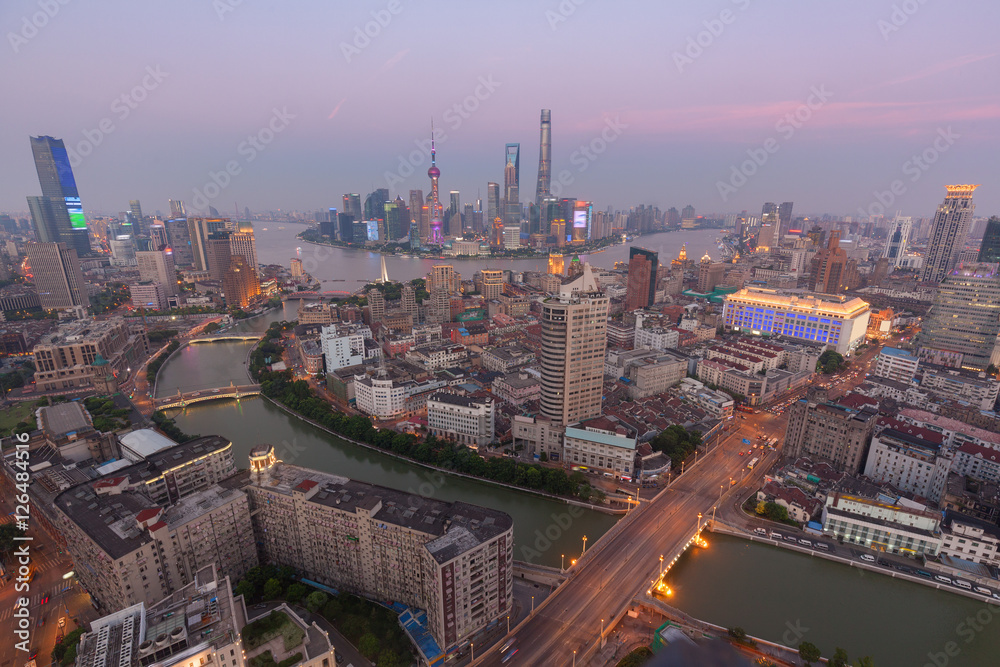 Canvas Prints Shanghai urban architecture, skyline