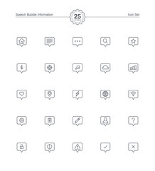 Speech bubble information icons set, Vector illustration
