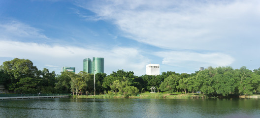 Fototapeta premium BANGKOK, THAILAND ,27 August 2016 : Park View at Vachirabenjatas Park (Rot Fai Park)