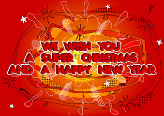 Vector illustrated comic book style Christmas card.