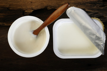 yogurt in white plastic cup